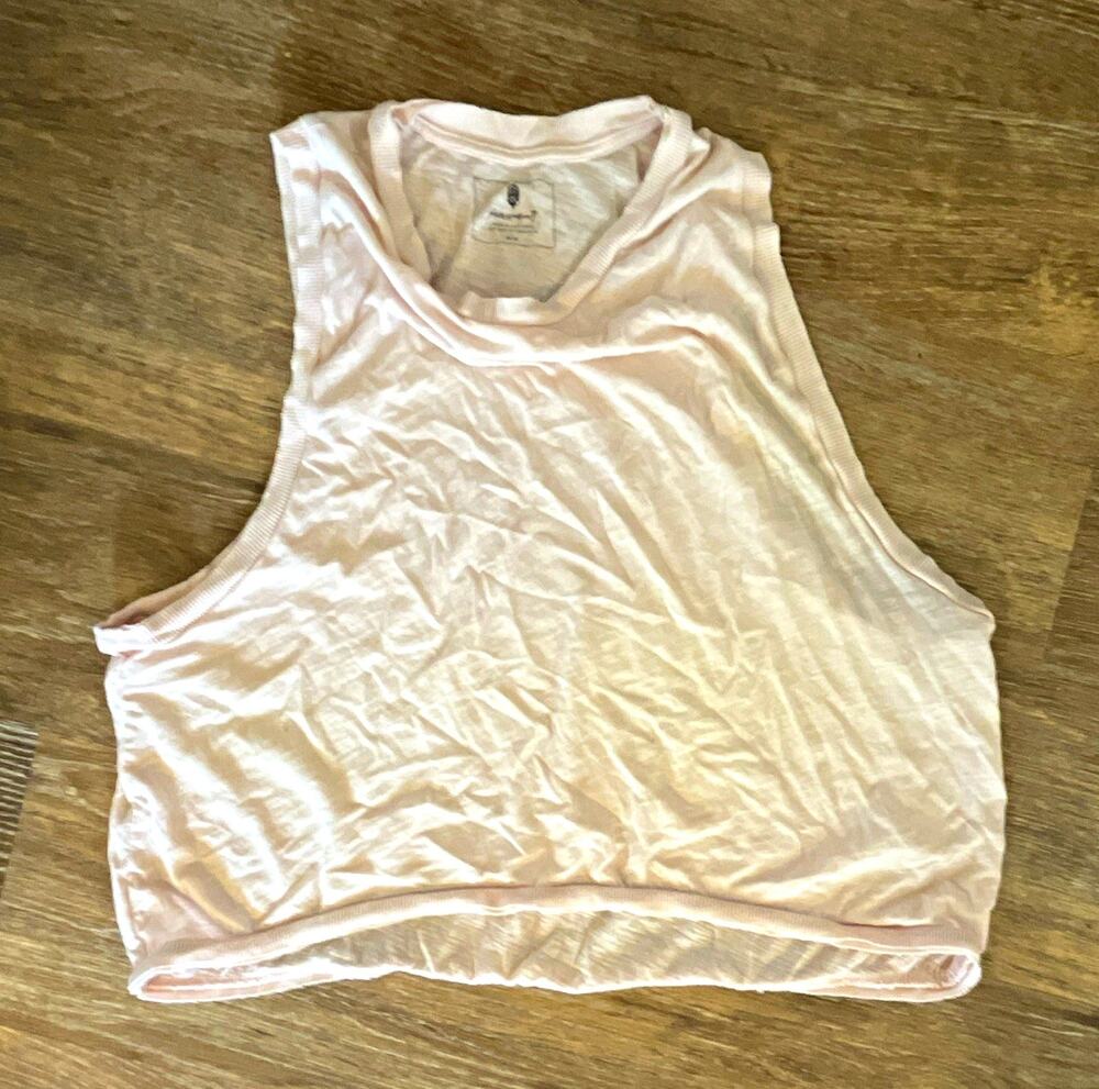 Free People Movement Pink Crew Neck Stretch Cropped Tank Top Women M Activewear
